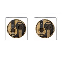 Old And Worn Acoustic Guitars Yin Yang Cufflinks (square) by JeffBartels