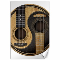 Old And Worn Acoustic Guitars Yin Yang Canvas 24  X 36  by JeffBartels