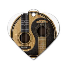 Old And Worn Acoustic Guitars Yin Yang Dog Tag Heart (one Side) by JeffBartels