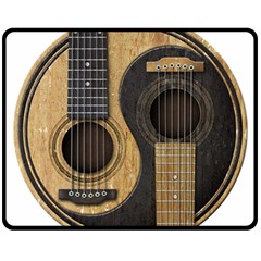 Old And Worn Acoustic Guitars Yin Yang Fleece Blanket (medium)  by JeffBartels