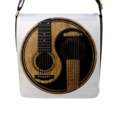 Old And Worn Acoustic Guitars Yin Yang Flap Messenger Bag (l)  by JeffBartels