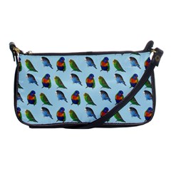 Blue Birds Parrot Pattern Shoulder Clutch Bags by paulaoliveiradesign