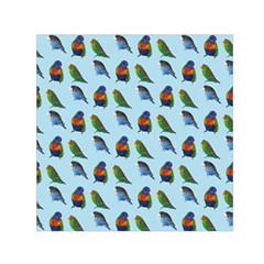 Blue Birds Parrot Pattern Small Satin Scarf (square) by paulaoliveiradesign