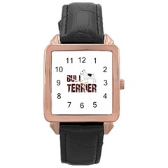 Bull Terrier  Rose Gold Leather Watch  by Valentinaart