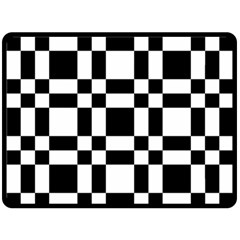 Checkerboard Black And White Fleece Blanket (large)  by Colorfulart23