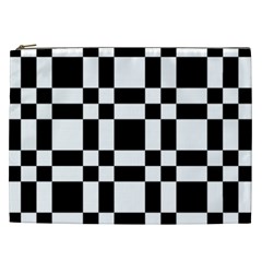Checkerboard Black And White Cosmetic Bag (xxl)  by Colorfulart23
