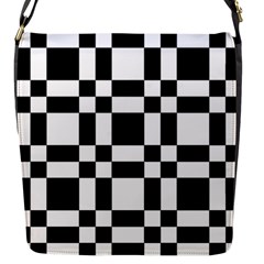 Checkerboard Black And White Flap Messenger Bag (s)