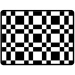 Checkerboard Black And White Double Sided Fleece Blanket (Large)  80 x60  Blanket Front