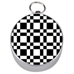 Checkerboard Black And White Silver Compasses by Colorfulart23