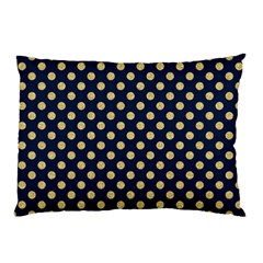 Navy/gold Polka Dots Pillow Case by Colorfulart23