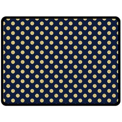 Navy/gold Polka Dots Fleece Blanket (large)  by Colorfulart23