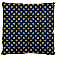 Navy/gold Polka Dots Large Cushion Case (two Sides) by Colorfulart23