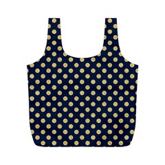 Navy/gold Polka Dots Full Print Recycle Bags (m)  by Colorfulart23
