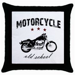 Motorcycle Old School Throw Pillow Case (black) by Valentinaart