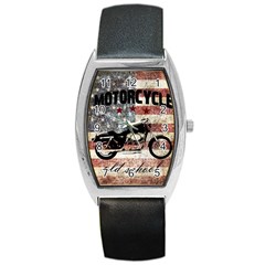 Motorcycle Old School Barrel Style Metal Watch by Valentinaart