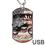 Motorcycle old school Dog Tag USB Flash (Two Sides) Front