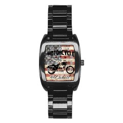 Motorcycle Old School Stainless Steel Barrel Watch by Valentinaart