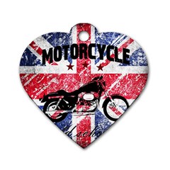 Motorcycle Old School Dog Tag Heart (two Sides) by Valentinaart