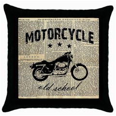 Motorcycle Old School Throw Pillow Case (black) by Valentinaart