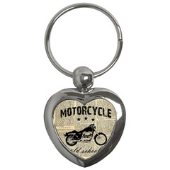 Motorcycle Old School Key Chains (heart)  by Valentinaart