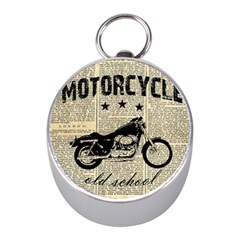 Motorcycle Old School Mini Silver Compasses by Valentinaart