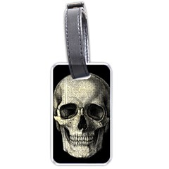 Newspaper Skull Luggage Tags (one Side)  by Valentinaart