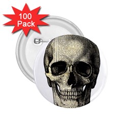 Newspaper Skull 2 25  Buttons (100 Pack) 