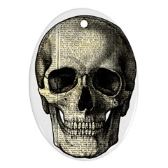 Newspaper Skull Oval Ornament (two Sides) by Valentinaart