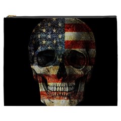 American Flag Skull Cosmetic Bag (xxxl)  by Valentinaart