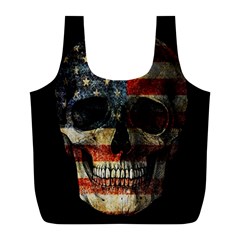 American Flag Skull Full Print Recycle Bags (l)  by Valentinaart