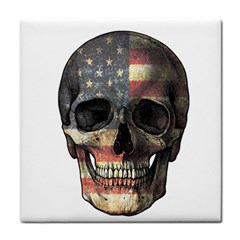 American Flag Skull Tile Coasters by Valentinaart