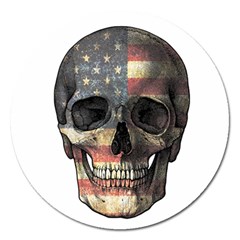 American Flag Skull Magnet 5  (round) by Valentinaart