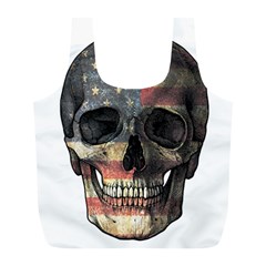 American Flag Skull Full Print Recycle Bags (l)  by Valentinaart