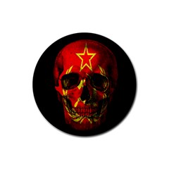 Russian Flag Skull Rubber Coaster (round)  by Valentinaart