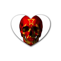 Russian Flag Skull Rubber Coaster (heart) 