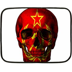 Russian Flag Skull Fleece Blanket (mini) by Valentinaart