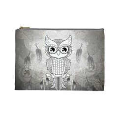 Wonderful Owl, Mandala Design Cosmetic Bag (large)  by FantasyWorld7