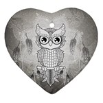 Wonderful Owl, Mandala Design Heart Ornament (Two Sides) Back