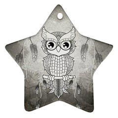 Wonderful Owl, Mandala Design Star Ornament (two Sides) by FantasyWorld7