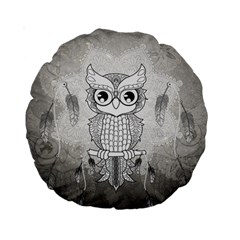 Wonderful Owl, Mandala Design Standard 15  Premium Round Cushions by FantasyWorld7