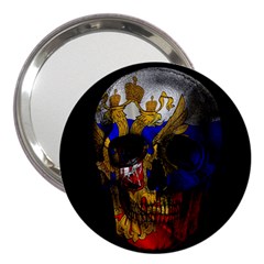 Russian Flag Skull 3  Handbag Mirrors by Valentinaart