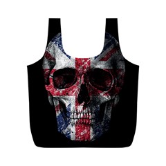 Uk Flag Skull Full Print Recycle Bags (m)  by Valentinaart