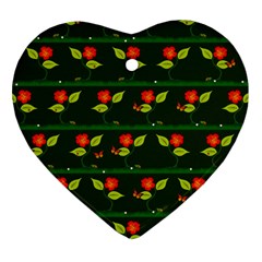 Plants And Flowers Heart Ornament (two Sides) by linceazul