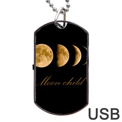 Moon Child Dog Tag Usb Flash (two Sides) by Valentinaart