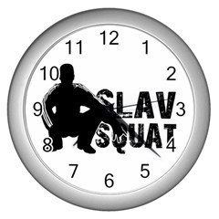 Slav Squat Wall Clocks (silver)  by Valentinaart