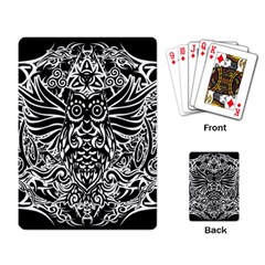 Tattoo Tribal Owl Playing Card by Valentinaart