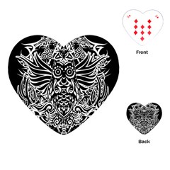 Tattoo Tribal Owl Playing Cards (heart)  by Valentinaart