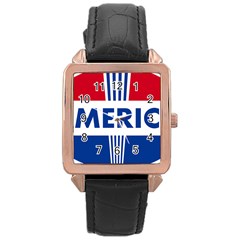 America  Rose Gold Leather Watch  by Colorfulart23