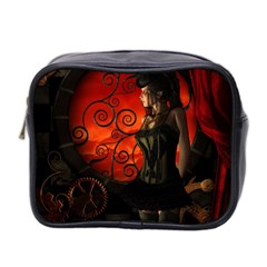 Steampunk, Wonderful Steampunk Lady In The Night Mini Toiletries Bag 2-side by FantasyWorld7