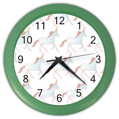 Unicorn Pattern Color Wall Clocks by paulaoliveiradesign